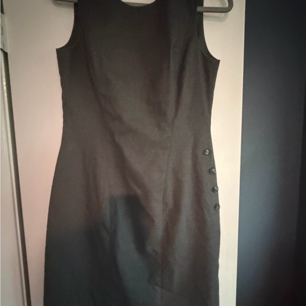 Banana Republic Black Midi Sheath Dress with Side Buttons